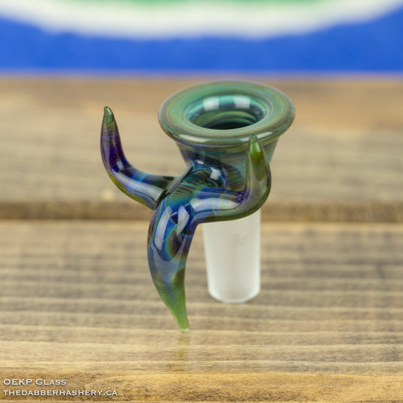 14mm Triple Horn Triple-Hole Slide OE44J by OEKP Glass