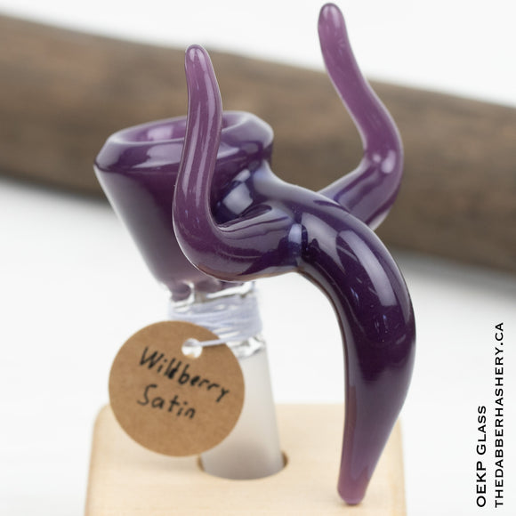 Wildberry Satin Triple Horn 14mm Slide by OEKP Glass