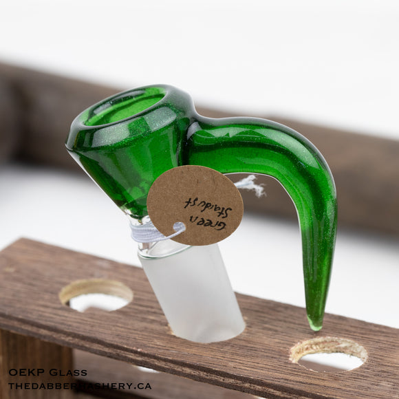 Green Stardust Single Horn 19mm Slide by OEKP Glass